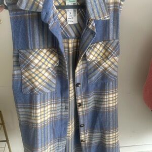Papaya Blue and Yellow Plaid Vest